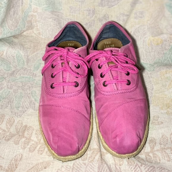 TOMS Bubblegum Pink Lace-up Espadrilles; Size 8.5 - Picture 6 of 7